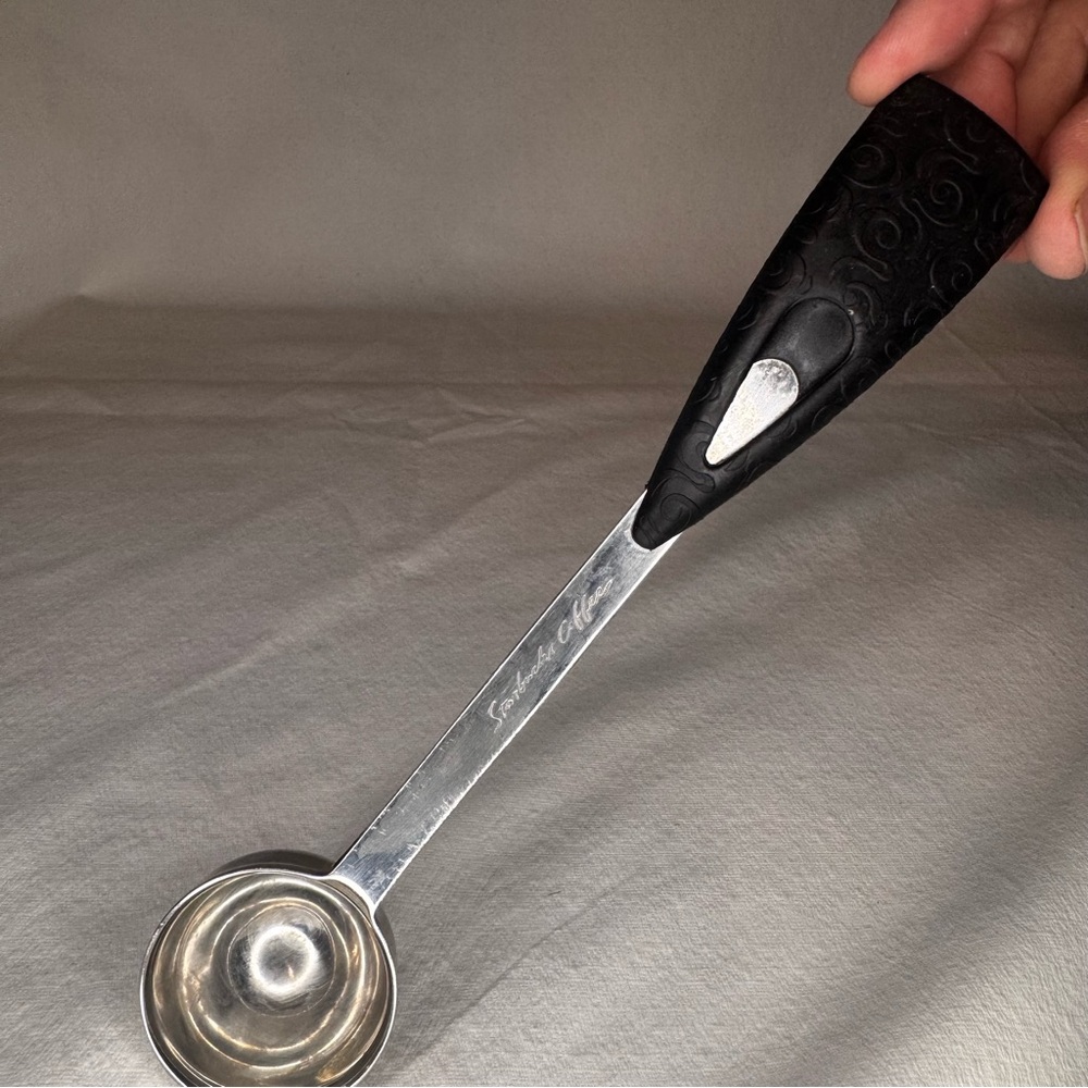 Starbucks Silver Stainless Steel Coffee Scoop with Black Handle - Picture 2 of 6